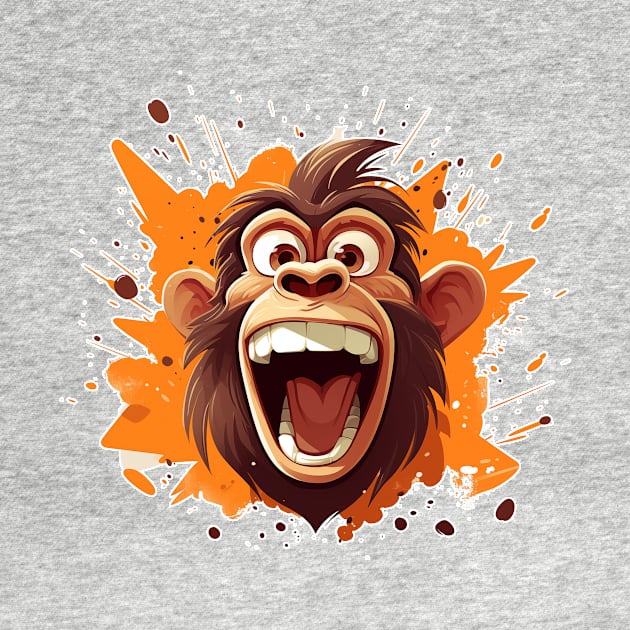 crazy cartoon screaming monkey by MK3